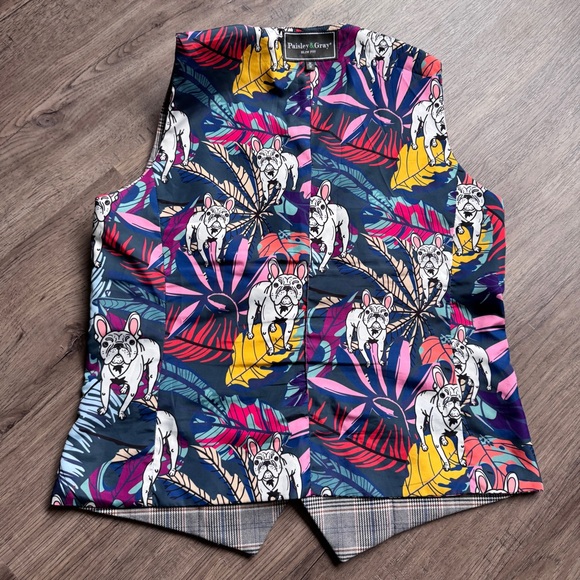 Paisley & Gray Checkered Vest - Unique French / Frenchie Design - Tailored - Picture 9 of 12